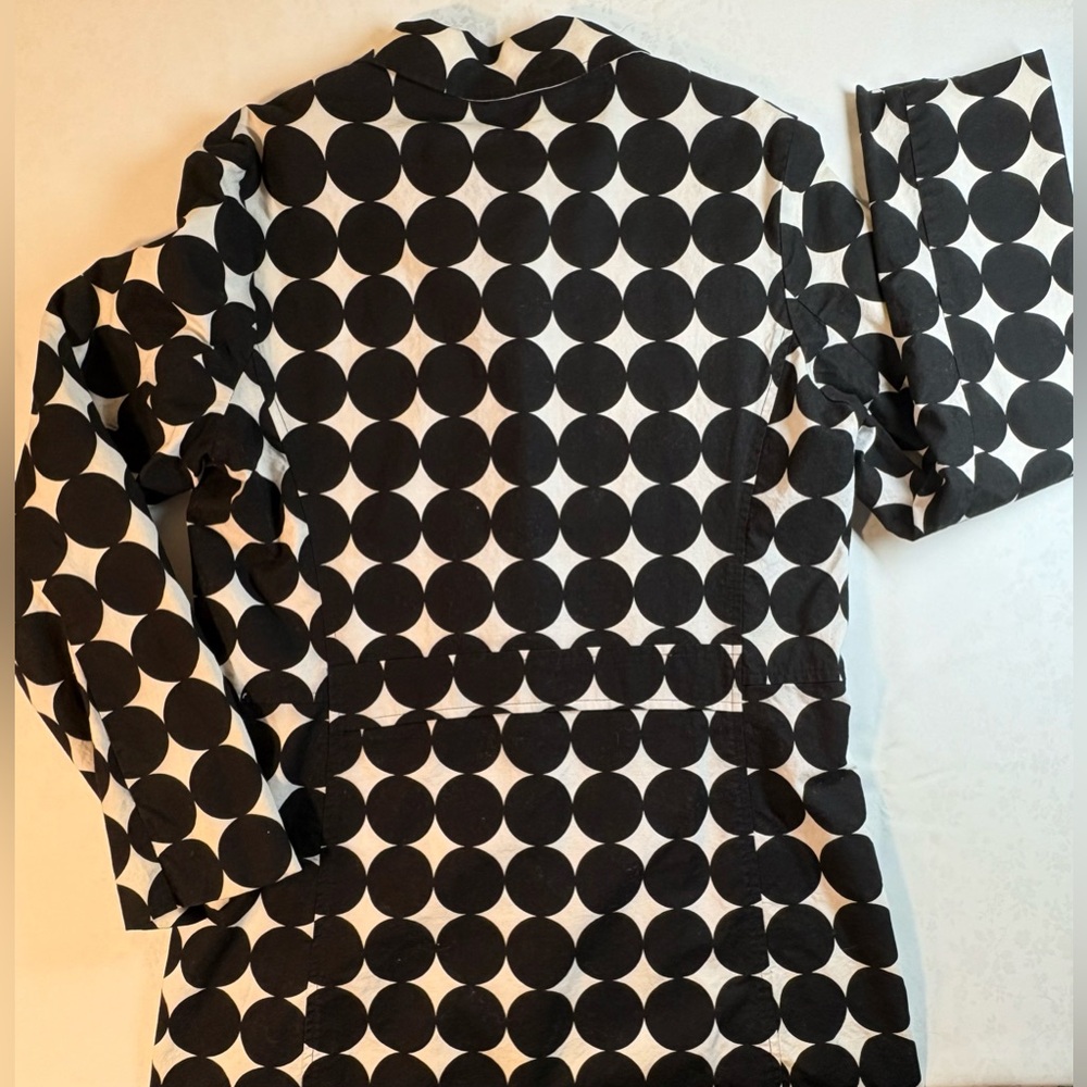 EUC Coat: White w Large Black Polka Dots, Lightweight, Tailored, Vintage - Picture 6 of 11